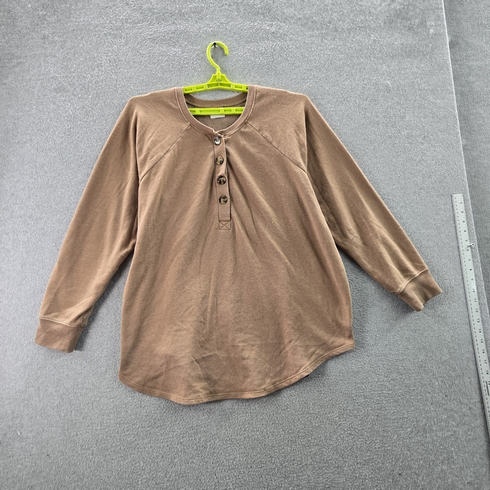Torrid Women Henley 2 Brown Button Long Sleeve
